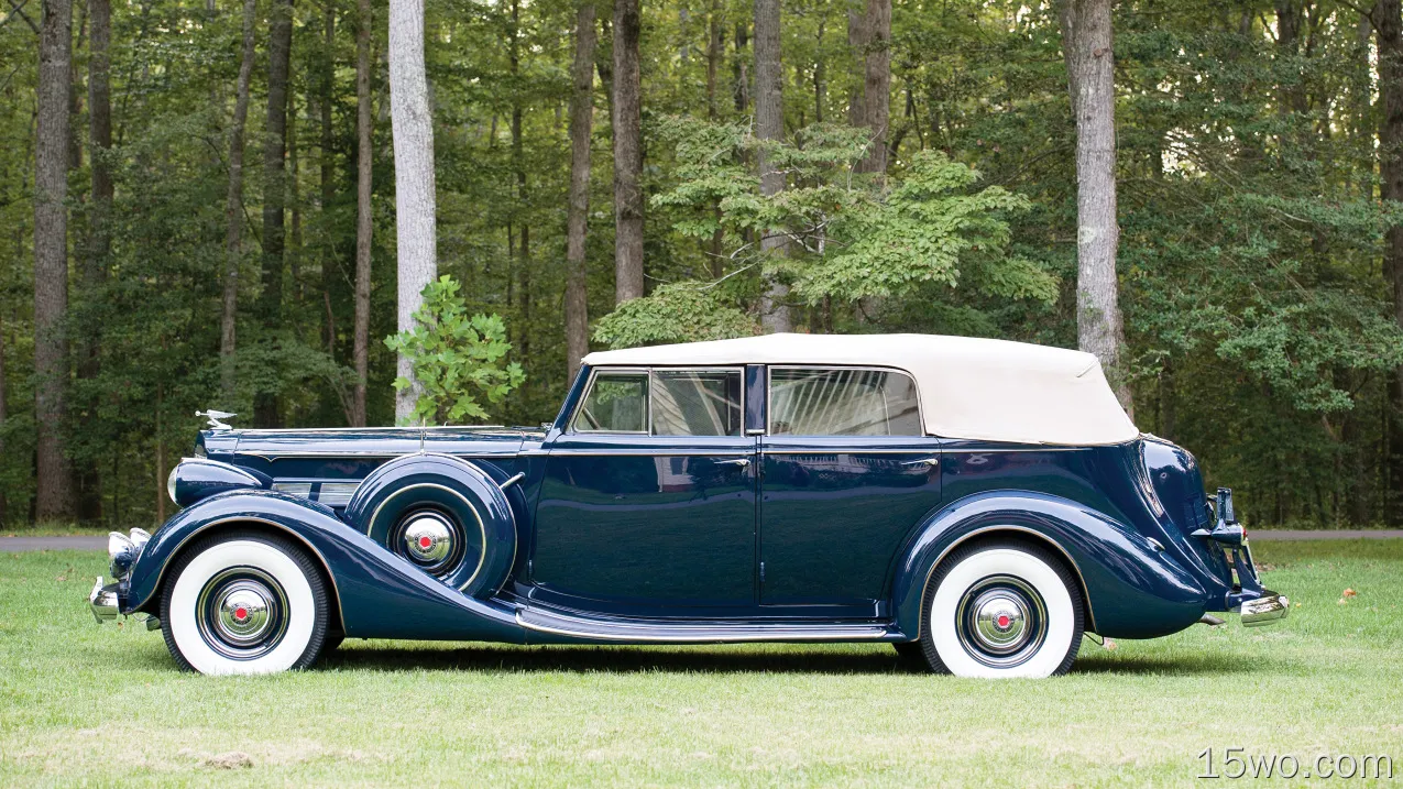 座驾 Packard Super Eight Convertible Sedan Vintage Car Old Car Blue Car 汽车 高清壁纸