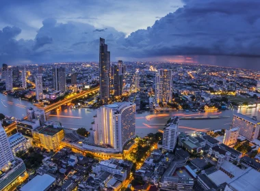 人造 曼谷 城市 泰国 光 河流 夜晚 高清壁纸 3840x2160