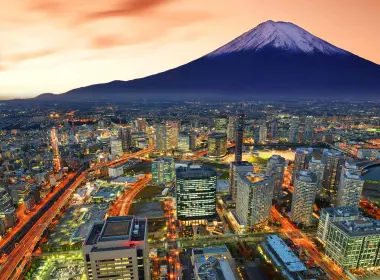 城市夜景 富士山 流光 灯光 璀璨 3840x2160