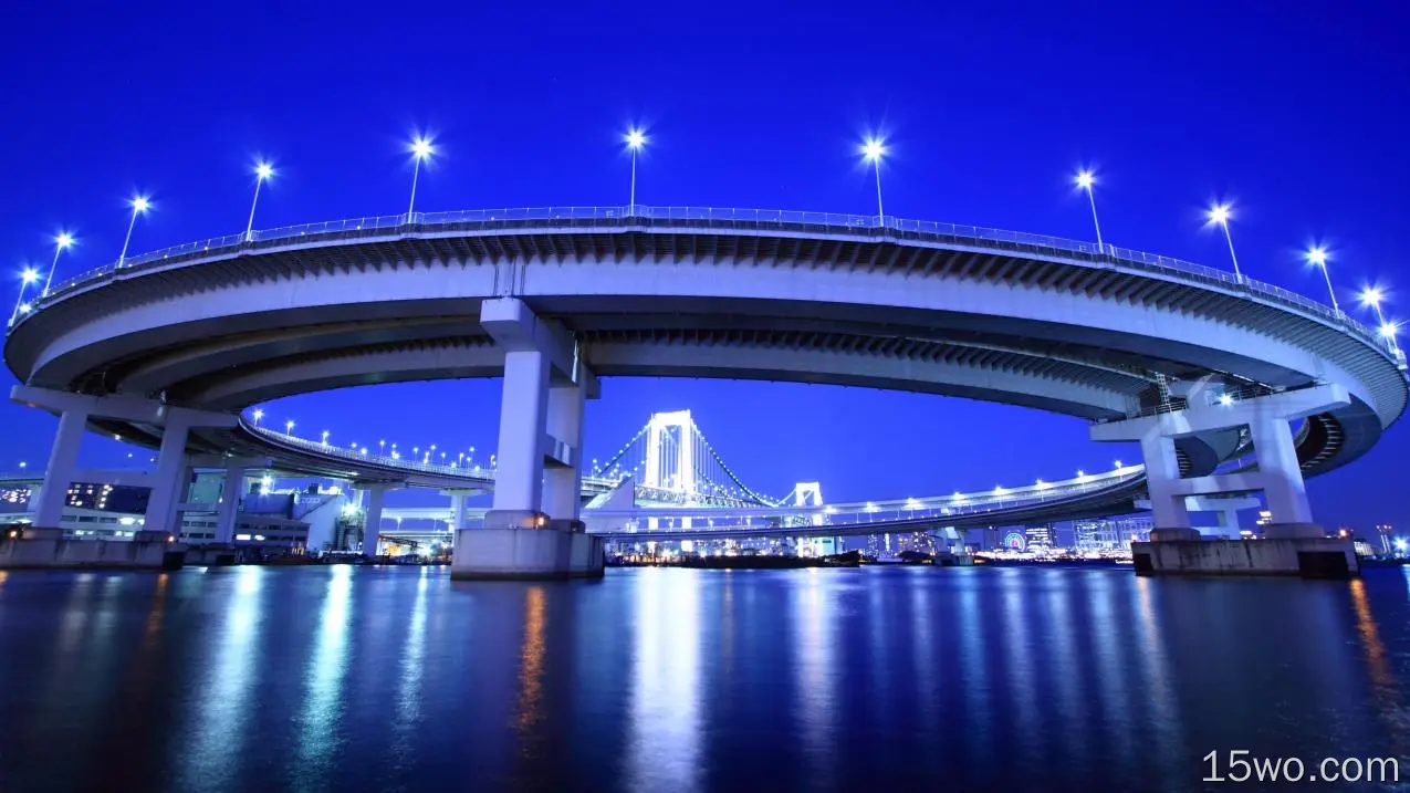 人造 Rainbow Bridge 桥 东京 高清壁纸