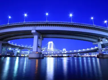 人造 Rainbow Bridge 桥 东京 高清壁纸 5120x2880