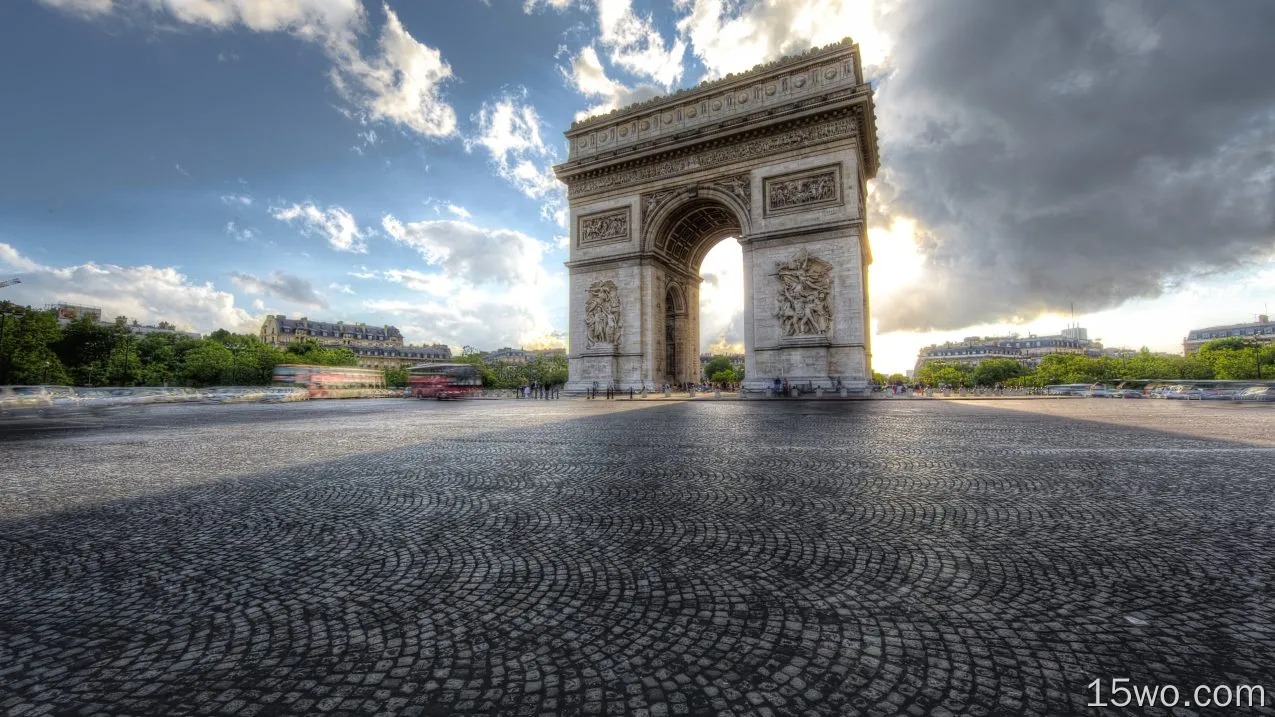 人造 凯旋门 纪念建筑 巴黎 法国 Monument 延时摄影 高清壁纸