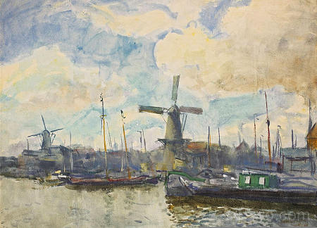 艺术 绘画 船 风车 高清壁纸 1920x1382