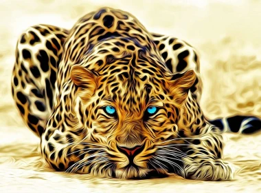 动物 豹 猫 油画 高清壁纸 3840x2160