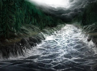 艺术 River 河流 黑暗 绘画 高清壁纸 3840x2160