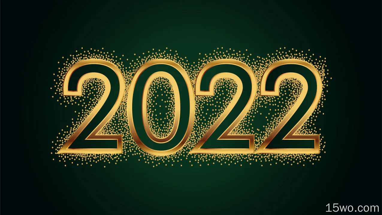 2022字体，金边带颗粒2022新年壁纸图片