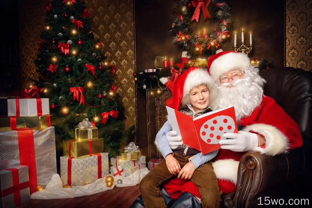 节日 圣诞节 儿童 Boy Santa Christmas Tree Christmas Ornaments Santa Hat 礼物 高清壁纸