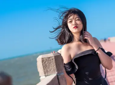 女性 亚洲 女孩 Woman 模特 Black Dress Depth Of Field Lipstick Black Hair 高清壁纸 4000x2667