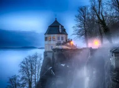 人造 城堡 Fortress Konigstein Fortress 瑞士 雾 高清壁纸 5250x3505