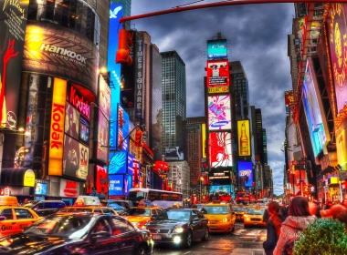 人造 Times Square 纽约 色彩 Colorful 夜晚 建筑 城市 摩天大楼 高清壁纸 3840x2160